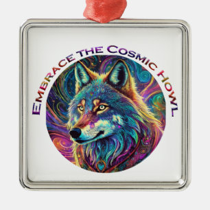 Ornement Carré Argenté Embrassez le loup de Howl cosmique