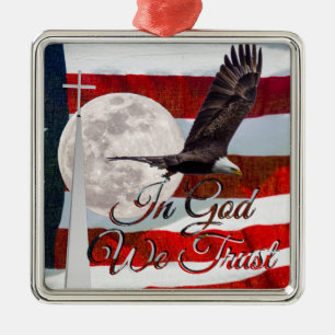 Ornement Carré Argenté En Dieu, nous faisons confiance à l'ornement Carr