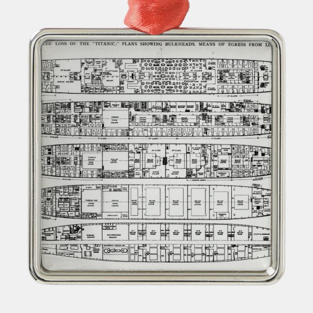 Ornement Carré Argenté Enquête dans la perte de Titanic : Sections (Devant)