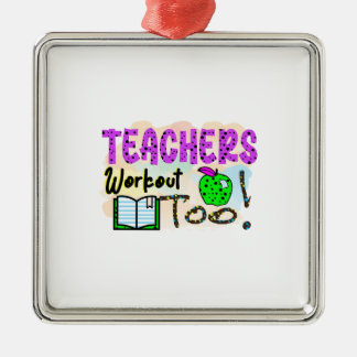 Ornement Carré Argenté Entraînement de l'enseignant aussi