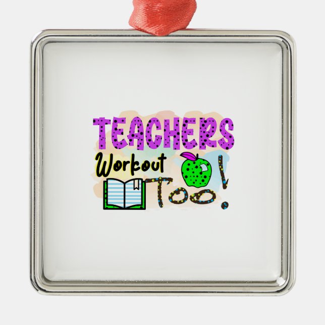 Ornement Carré Argenté Entraînement de l'enseignant aussi (Devant)