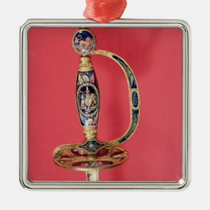 Ornement Carré Argenté Épée de Honour