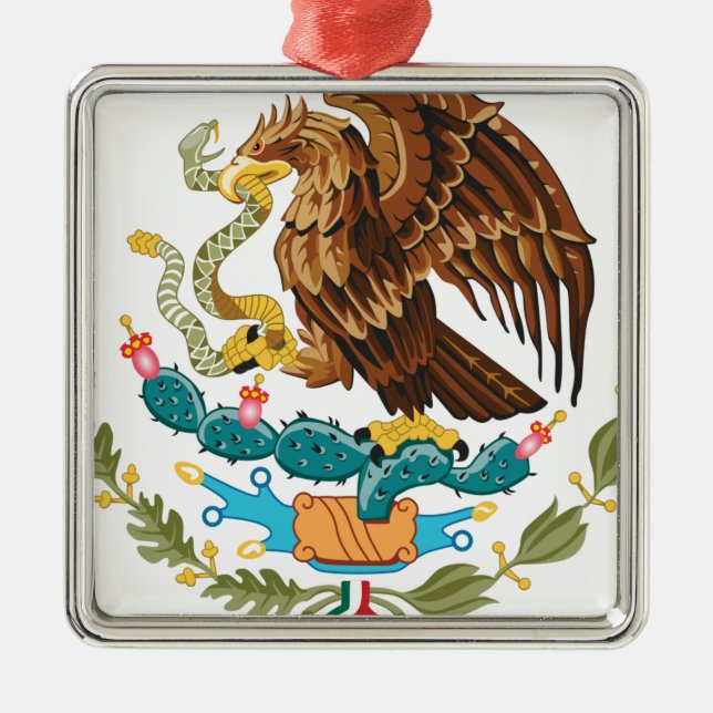 Ornement Carré Argenté Escudo Nacional de México - Emblema Mexicano (Devant)