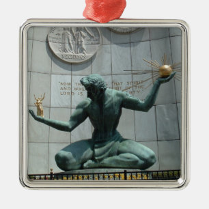 Ornement Carré Argenté Esprit d'ornement de vacances de Detroit