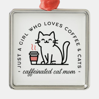 Ornement Carré Argenté esthétique girly amatrice de chat et de café