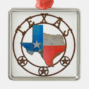 Ornement Carré Argenté État de fer travaillé du Texas