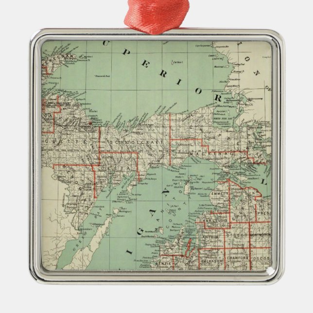 Ornement Carré Argenté État du Michigan (Devant)