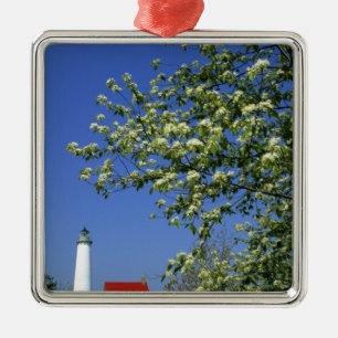 Ornement Carré Argenté États-Unis, Michigan, East Tawas. Phare de Tawas a
