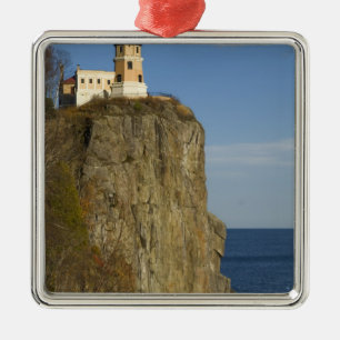 Ornement Carré Argenté États-Unis, Minnesota. Phare de Split Rock sur le