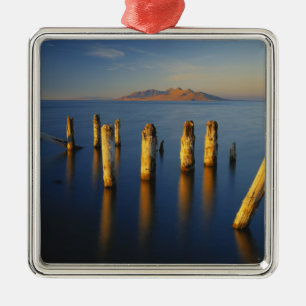 Ornement Carré Argenté États-Unis, Utah, Grand Bassin, Saltair, Grand Sel