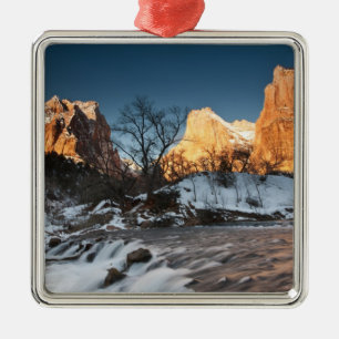 Ornement Carré Argenté États-Unis, Utah, parc national de Zion. Lever de