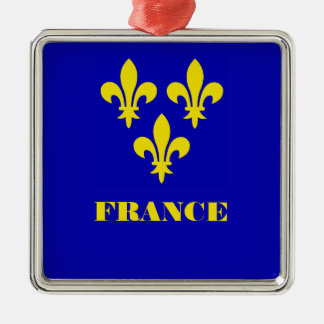 Ornement Carré Argenté Étendard Royal Français Médiéval Fidélité Héraldiq