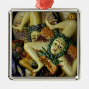 Ornement Carré Argenté Europe, Italie, Sicile, Taormine. Traditionnel 9