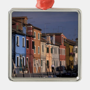 Ornement Carré Argenté Europe, Italie, Venise. Multi, maisons colorées