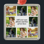 Ornement Carré Argenté Faites votre propre collage photo et texte<br><div class="desc">Faites votre propre collage photo et texte</div>