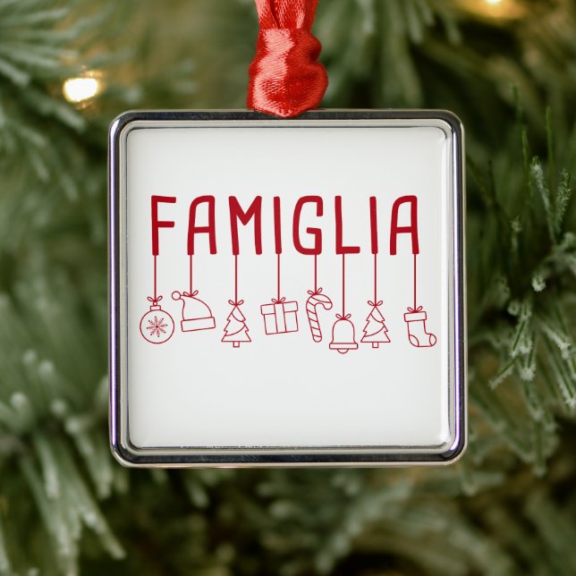 Ornement Carré Argenté Famiglia Italienne - Correspondance de Noël de fam (Arbre)