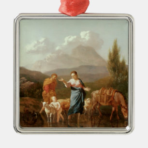 Ornement Carré Argenté Famille sainte à un courant