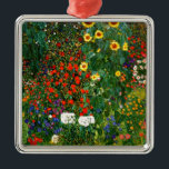 Ornement Carré Argenté Farm Garden with Sunflowers by Gustav Klimt<br><div class="desc">Farm Garden with Sunflowers,  famous painting by Gustav Klimt</div>