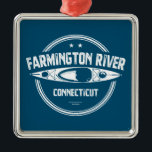 Ornement Carré Argenté Farmington River Connecticut Kayaking<br><div class="desc">La rivière Farmington est le plus grand affluent du fleuve Connecticut.</div>