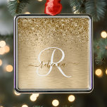 Ornement Carré Argenté Faux Gold brossé Parties scintillant métallique Im<br><div class="desc">Personnalisez facilement ce design tendance et chic ornemental avec une jolie parties scintillant dorée brillante sur un arrière - plan métallique brossé à l'or.</div>