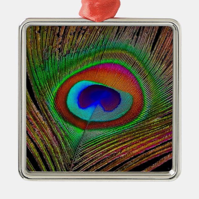 Ornement Carré Argenté Feather Vibrant Copper (Devant)