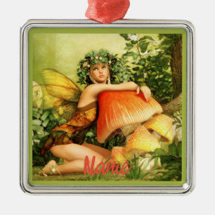 Ornement Carré Argenté Fée des champignons Thunder_Cove