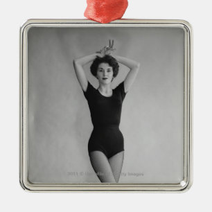 Ornement Carré Argenté Femme dans un portrait de collant de danseur de