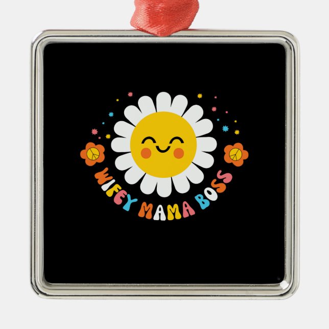 Ornement Carré Argenté Femme Mama Boss Retro (Devant)