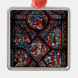 Ornement Carré Argenté Fenêtre dépeignant des scènes