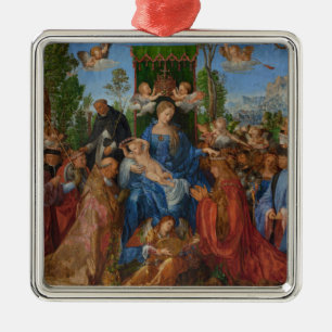 Ornement Carré Argenté Fête des Garlands Roses, 1506 (huile sur bois)