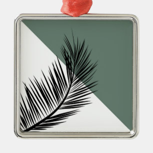 Ornement Carré Argenté Feuille de palme