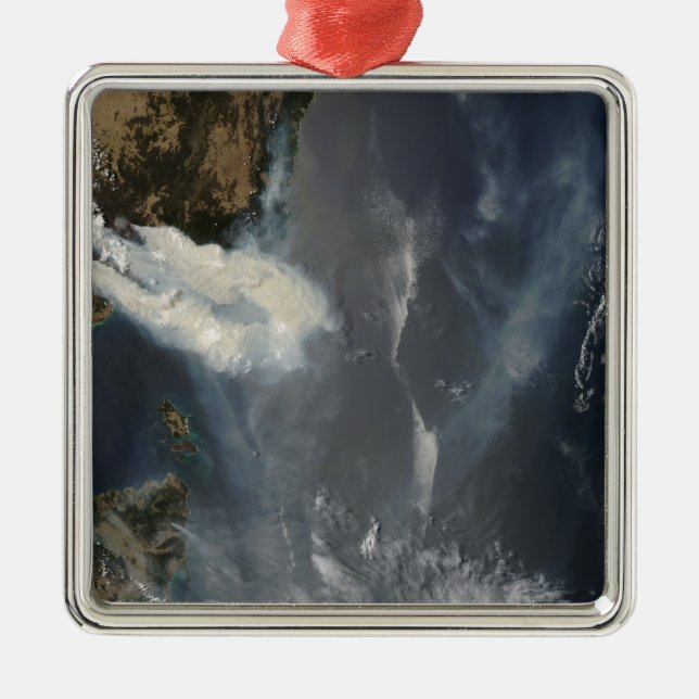 Ornement Carré Argenté Feux et fumée dans le sud-est de l'Australie (Devant)