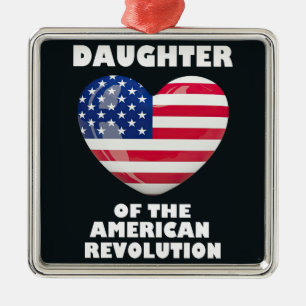 Ornement Carré Argenté Fille de la Révolution américaine DAR cœur USA