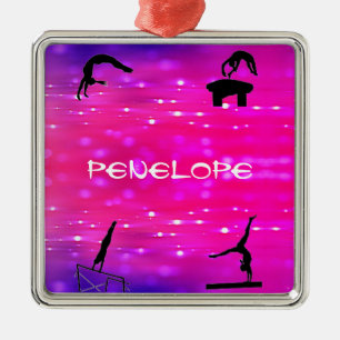 Ornement Carré Argenté Filles Gymnastique