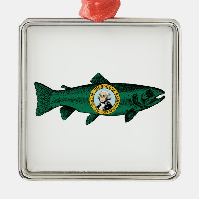 Ornement Carré Argenté Fish Washington State Truth (Devant)