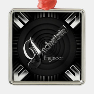 Ornement Carré Argenté Flare Déco Ingénieur Industriel