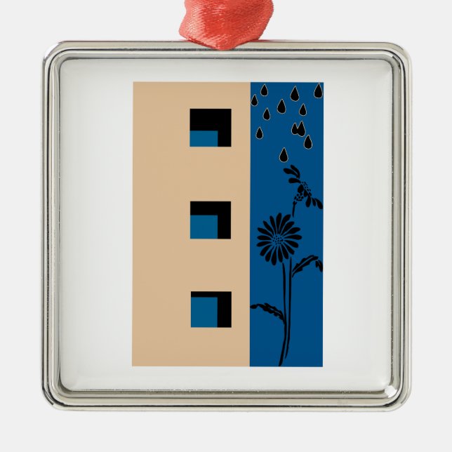 Ornement Carré Argenté Fleur de construction (Devant)