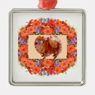 Ornement Carré Argenté Fleur de Poméranie