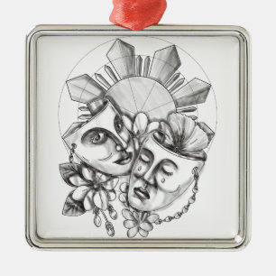 Ornement Carré Argenté Fleur S philippin de Sampaguita de ketmie de