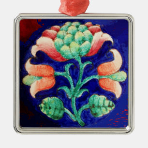 ORNEMENT CARRÉ ARGENTÉ FLORAL