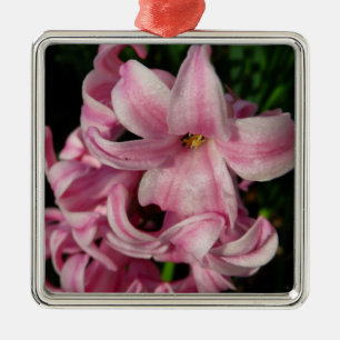 Ornement Carré Argenté Floral Pink Hyacinth