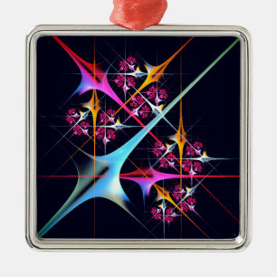 Ornement Carré Argenté Floral rose moderne Art Abstrait Couleur Motif #01