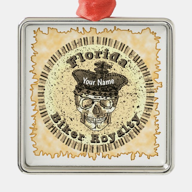 Ornement Carré Argenté Florida Biker  (Devant)