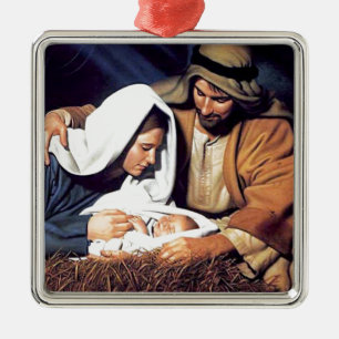 Ornement Carré Argenté foi biblique Jésus-Christ inspirant prier prière