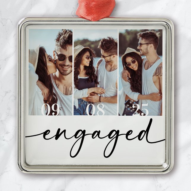 Ornement Carré Argenté Forever Love Mariage Photos Garder (Créateur téléchargé)