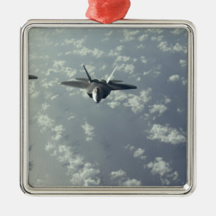 Ornement Carré Argenté Formation de trois navires de F-22 Raptors