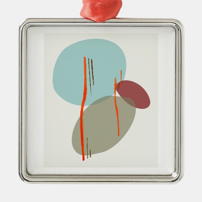 Ornement Carré Argenté Formes Boho (Devant)