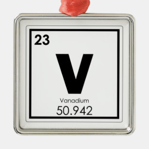 Ornement Carré Argenté Formule chimique du symbole du vanadium