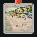 Ornement Carré Argenté "Fort Myer's Beach"<br><div class="desc">"Fort Myer's Beach" Métal Ornament de Willowcatdesigns</div>