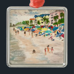 Ornement Carré Argenté "Fort Myer's Beach"<br><div class="desc">"Fort Myer's Beach" Métal Ornament de Willowcatdesigns</div>